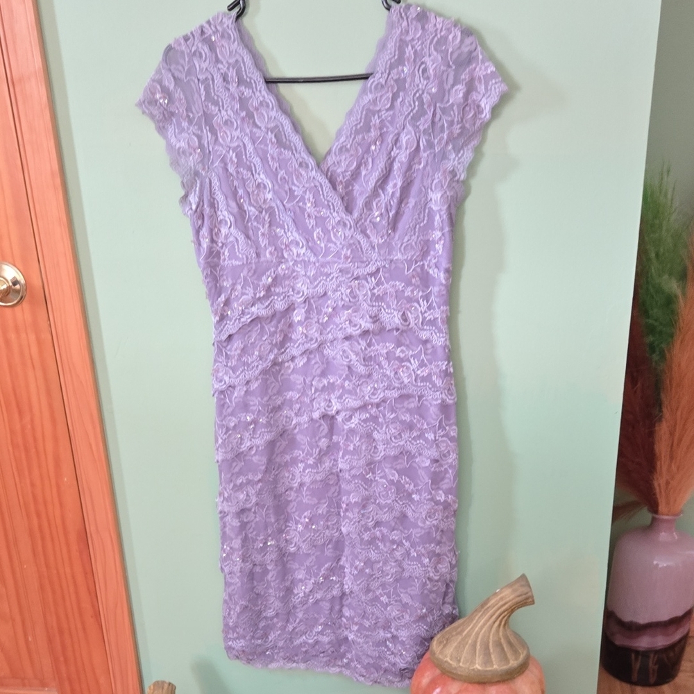 MARINA Lavender Lace Midi Dress